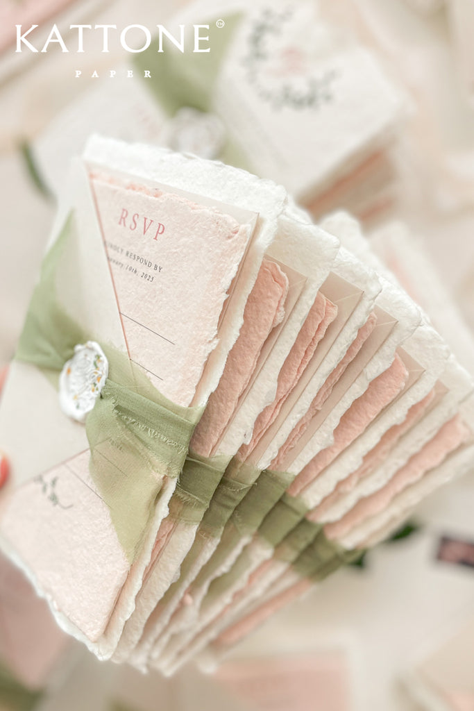 Lillia Monogram Handmade Paper Wedding Invitation Suite