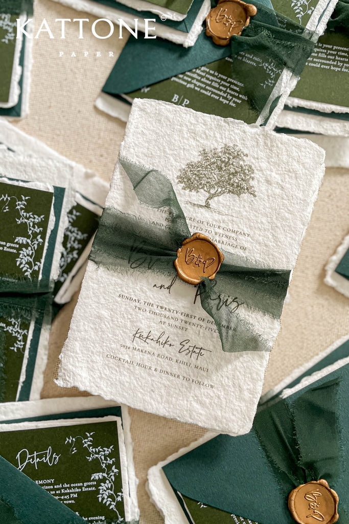 Brandi Handmade Paper Wedding Invitation Suite