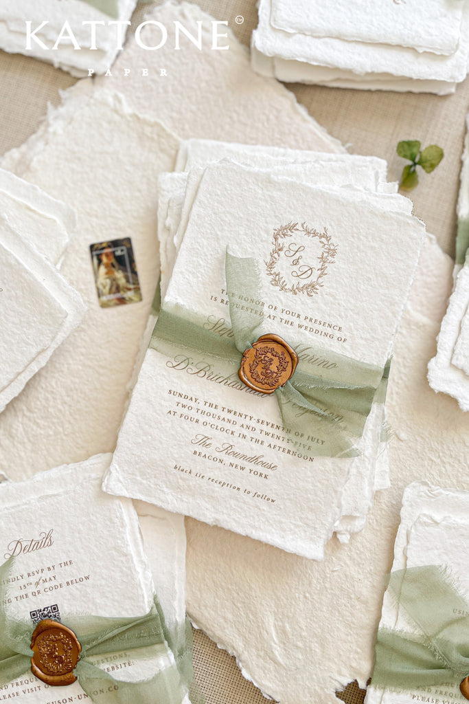 Ivey Handmade Paper Wedding Invitation Suite