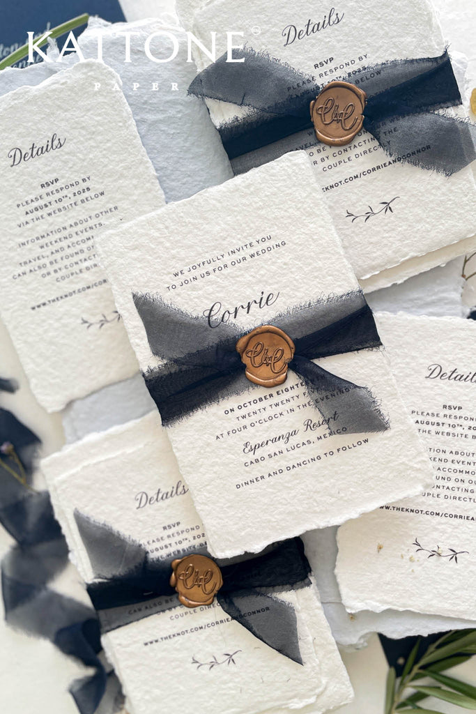 Casiane Handmade Paper Wedding Invitation Suite