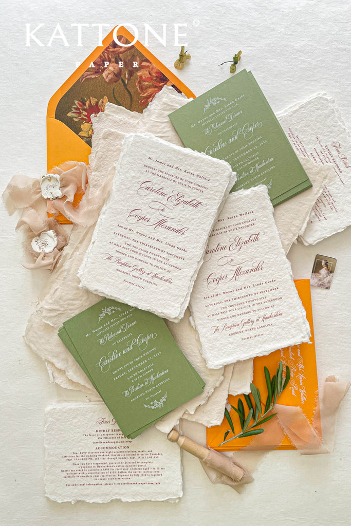 Clover Handmade Paper Wedding Invitation Suite