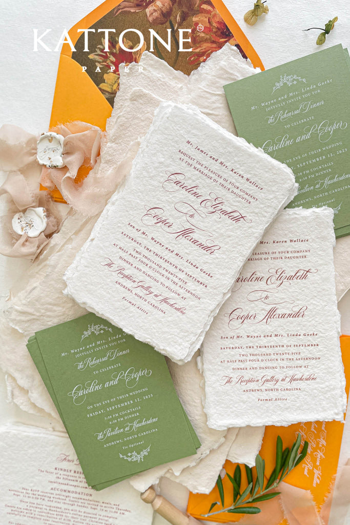 Clover Handmade Paper Wedding Invitation Suite