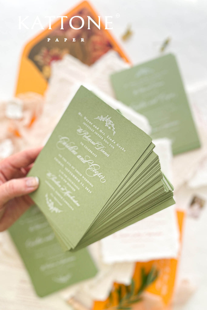 Clover Handmade Paper Wedding Invitation Suite