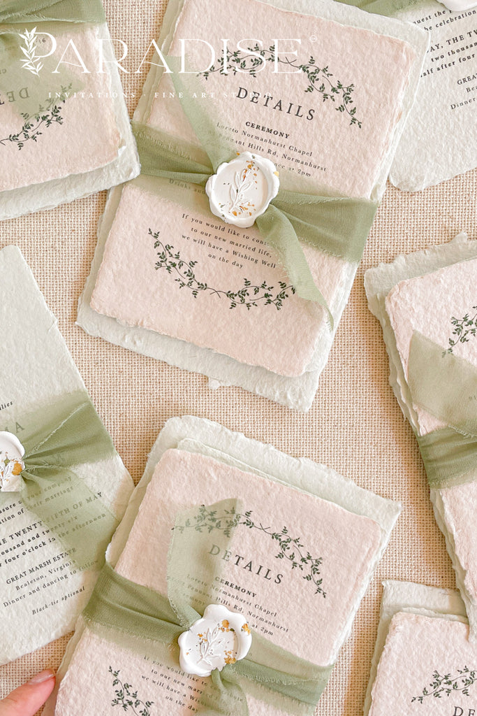 A collection of elegant wedding invitations with floral patterns, deckled edges, and presented with wax seals and silk ribbons.
#decklededgepaper #weddingplanner #silkribbons #cottonpaperinvitations #bridalshower #weddinginvitation #saveourdate #handmadepaper #weddingplanner #archinvitations #foilayage #vellum #savethedate #weddingphotographer #weddingflowers #invites #stationery #waxseals #menus #daystationery #menu #baptism #thankyoucards #modernweddings #foil #foiling #foilart