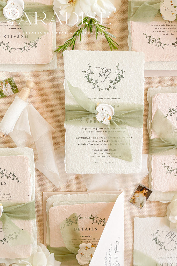 A collection of elegant wedding invitations with floral patterns, deckled edges, and presented with wax seals and silk ribbons.
#decklededgepaper #weddingplanner #silkribbons #cottonpaperinvitations #bridalshower #weddinginvitation #saveourdate #handmadepaper #weddingplanner #archinvitations #foilayage #vellum #savethedate #weddingphotographer #weddingflowers #invites #stationery #waxseals #menus #daystationery #menu #baptism #thankyoucards #modernweddings #foil #foiling #foilart