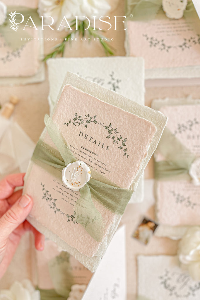 A collection of elegant wedding invitations with floral patterns, deckled edges, and presented with wax seals and silk ribbons.
#decklededgepaper #weddingplanner #silkribbons #cottonpaperinvitations #bridalshower #weddinginvitation #saveourdate #handmadepaper #weddingplanner #archinvitations #foilayage #vellum #savethedate #weddingphotographer #weddingflowers #invites #stationery #waxseals #menus #daystationery #menu #baptism #thankyoucards #modernweddings #foil #foiling #foilart