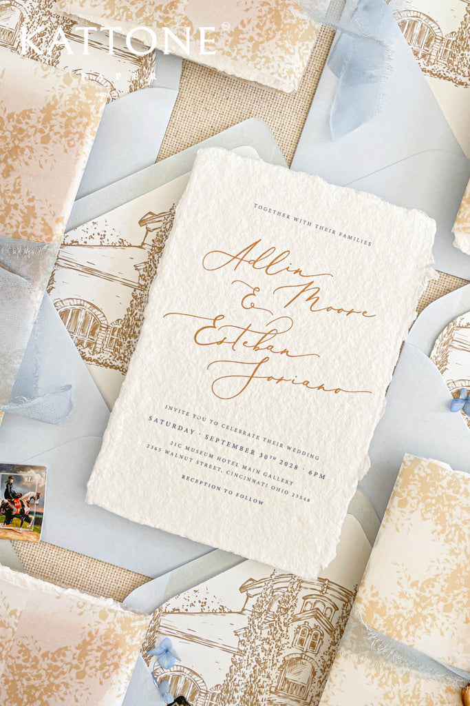 Kennedy Handmade Paper Wedding Invitation Suite