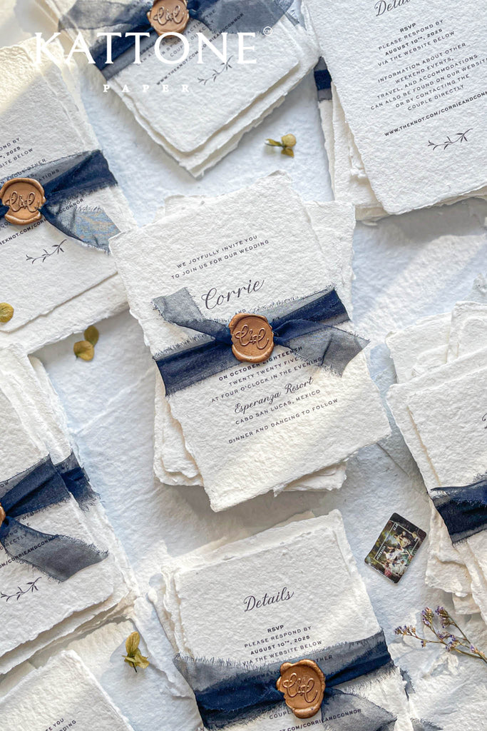 Casiane Handmade Paper Wedding Invitation Suite