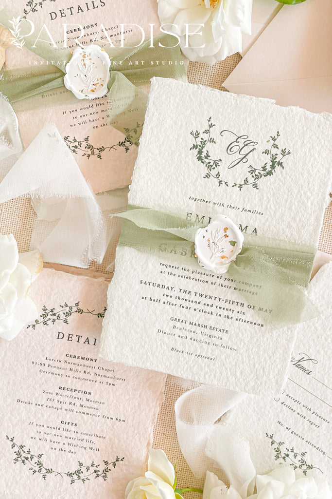 A collection of elegant wedding invitations with floral patterns, deckled edges, and presented with wax seals and silk ribbons.
#decklededgepaper #weddingplanner #silkribbons #cottonpaperinvitations #bridalshower #weddinginvitation #saveourdate #handmadepaper #weddingplanner #archinvitations #foilayage #vellum #savethedate #weddingphotographer #weddingflowers #invites #stationery #waxseals #menus #daystationery #menu #baptism #thankyoucards #modernweddings #foil #foiling #foilart