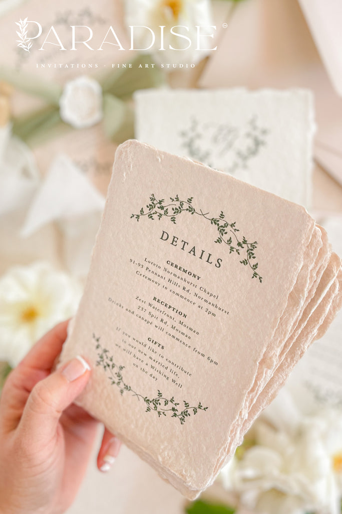 A collection of elegant wedding invitations with floral patterns, deckled edges, and presented with wax seals and silk ribbons.
#decklededgepaper #weddingplanner #silkribbons #cottonpaperinvitations #bridalshower #weddinginvitation #saveourdate #handmadepaper #weddingplanner #archinvitations #foilayage #vellum #savethedate #weddingphotographer #weddingflowers #invites #stationery #waxseals #menus #daystationery #menu #baptism #thankyoucards #modernweddings #foil #foiling #foilart