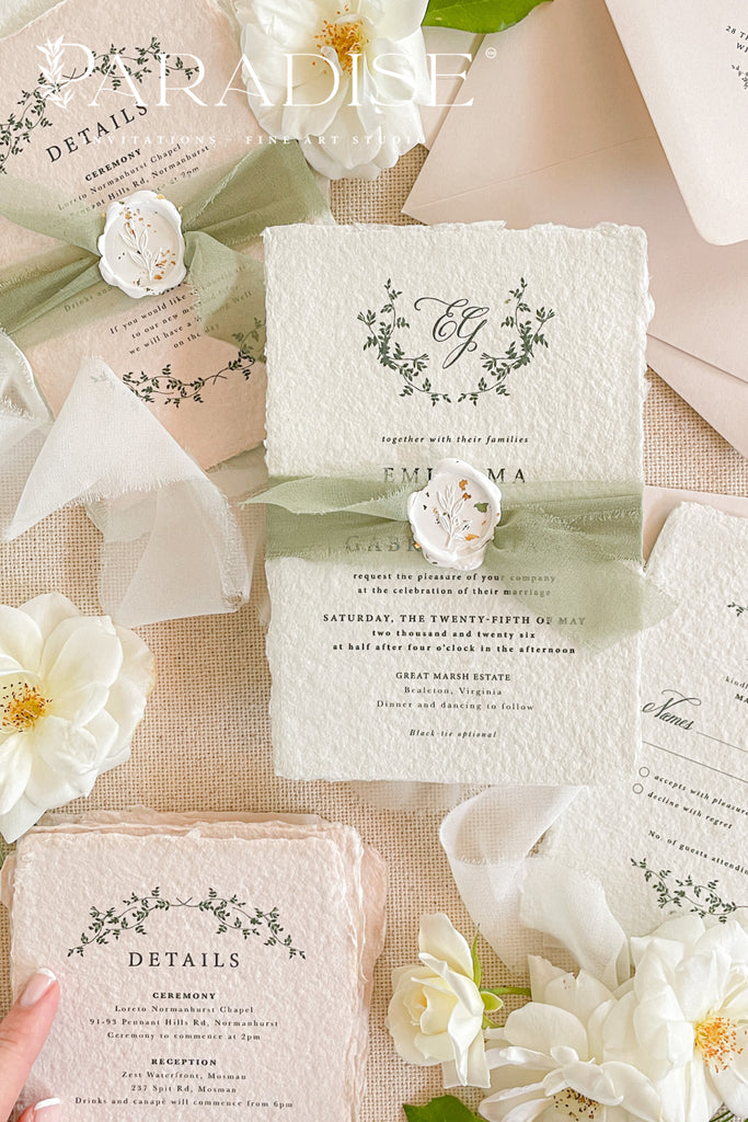 A collection of elegant wedding invitations with floral patterns, deckled edges, and presented with wax seals and silk ribbons.
#decklededgepaper #weddingplanner #silkribbons #cottonpaperinvitations #bridalshower #weddinginvitation #saveourdate #handmadepaper #weddingplanner #archinvitations #foilayage #vellum #savethedate #weddingphotographer #weddingflowers #invites #stationery #waxseals #menus #daystationery #menu #baptism #thankyoucards #modernweddings #foil #foiling #foilart