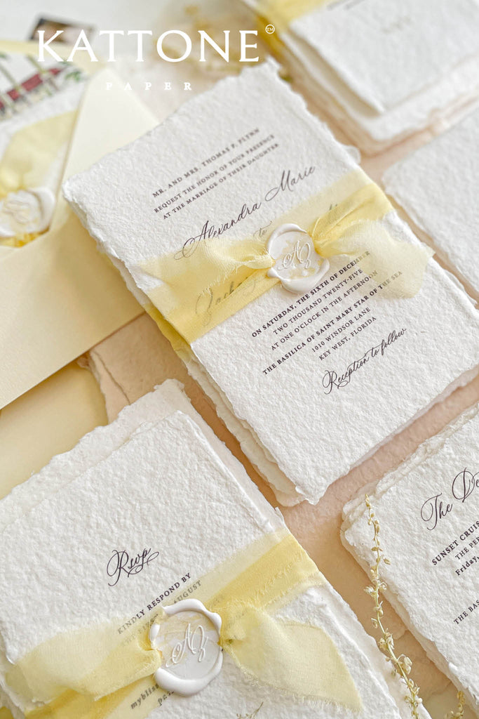 Darcy Handmade Paper Wedding Invitation Sets