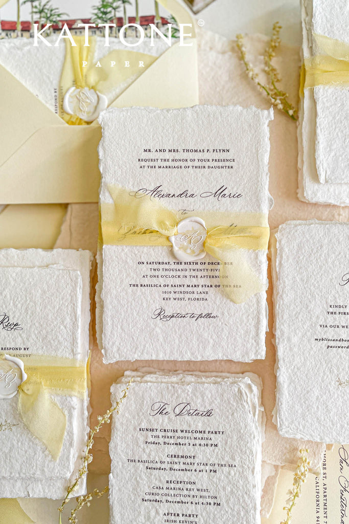 Darcy Handmade Paper Wedding Invitation Sets