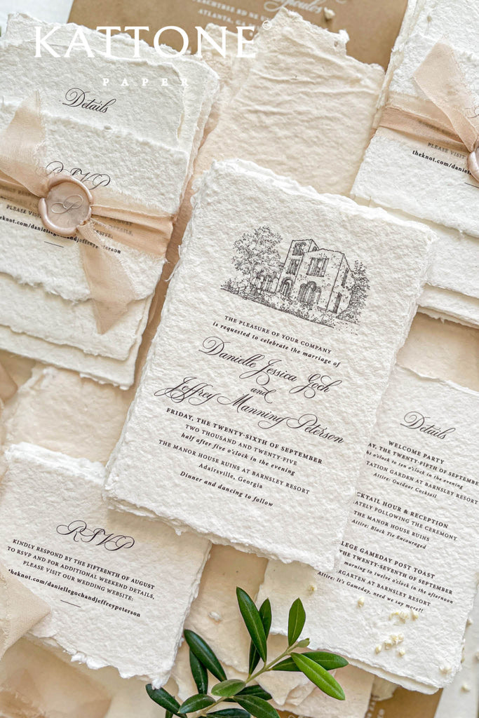 Damaris Handmade Paper Wedding Invitation Sets