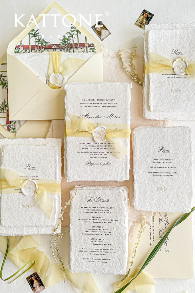 Darcy Handmade Paper Wedding Invitation Sets
