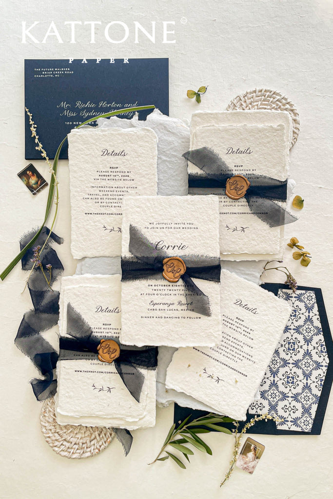 Casiane Handmade Paper Wedding Invitation Suite