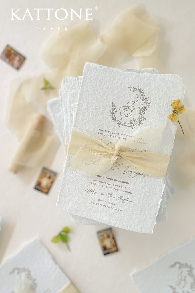 Meredith Handmade Paper Wedding Invitation Suite