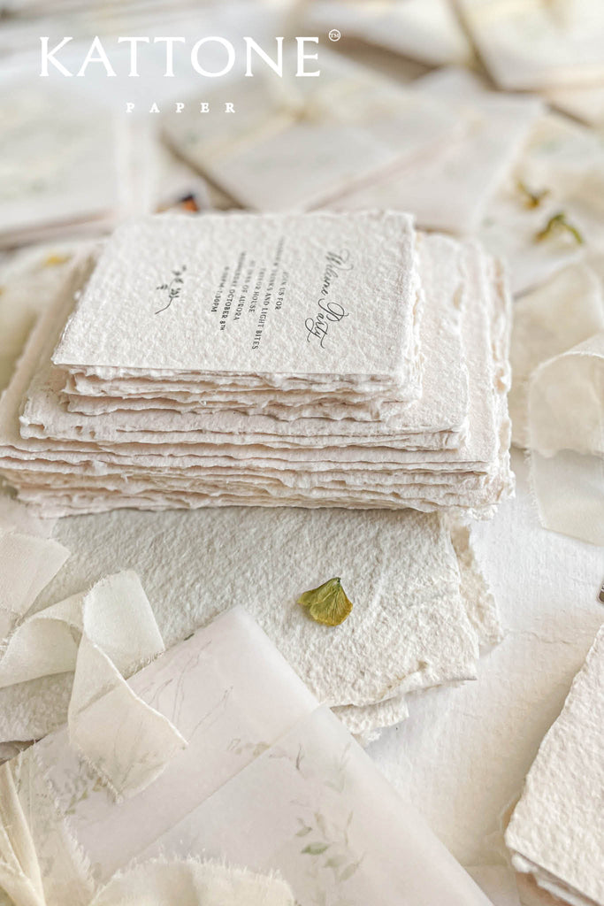 Peony Handmade Paper Wedding Invitation Suite