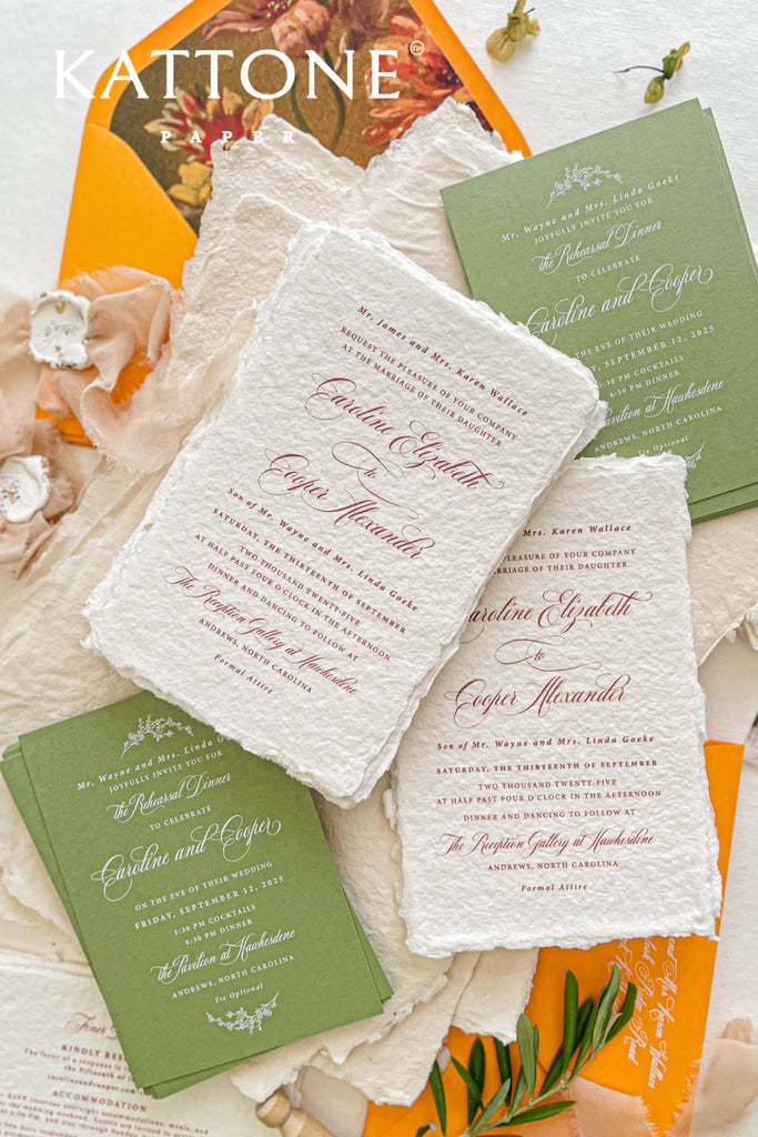 Clover Handmade Paper Wedding Invitation Suite