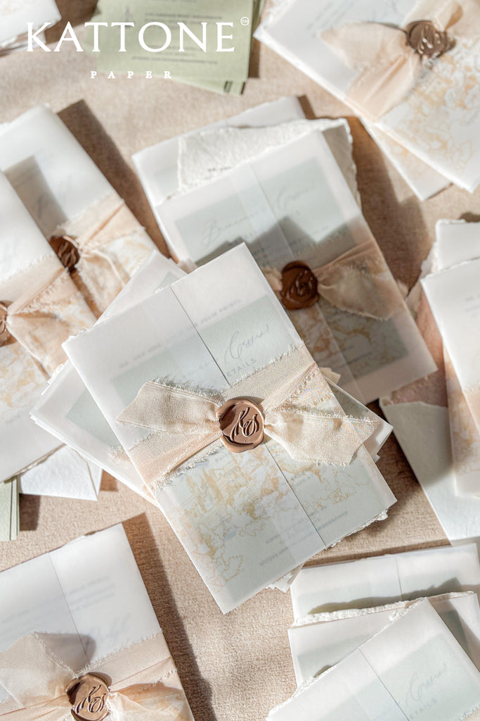 Kaeli Handmade Paper Wedding Invitation Suite