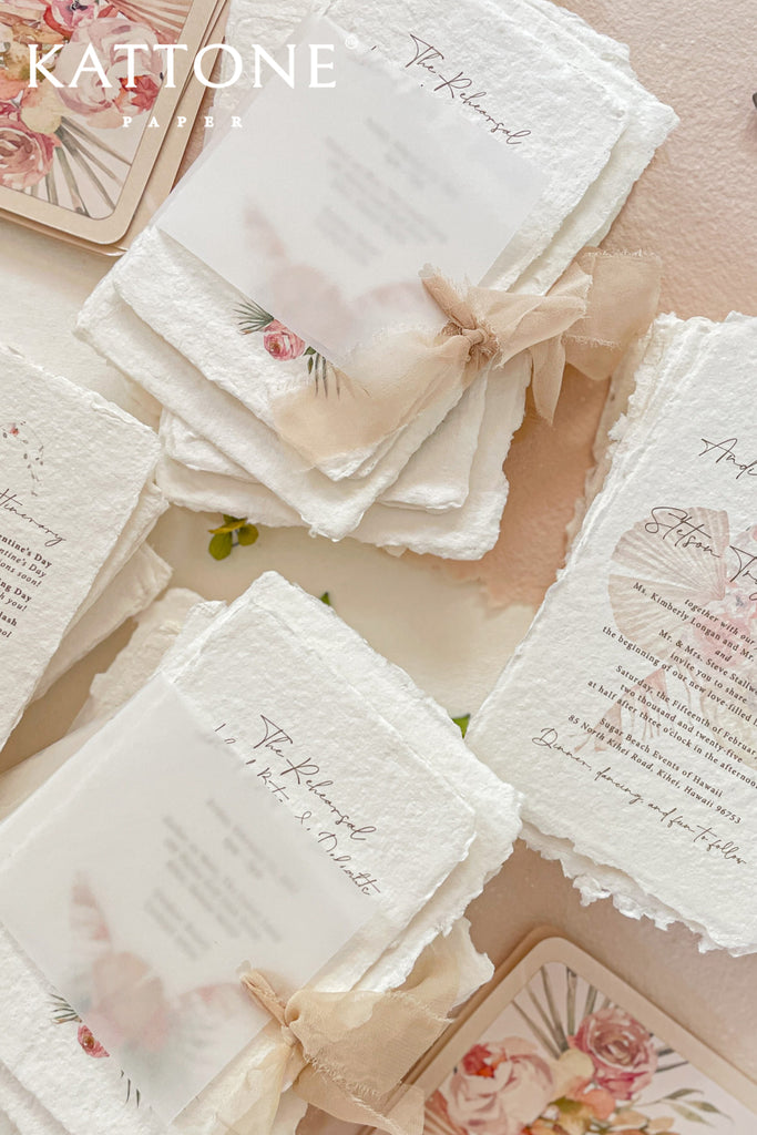 Keilani Handmade Paper Wedding Invitation Suite
