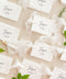 Add refined romance to your event with our handmade paper place cards, crafted from luxurious cotton rag paper and finished with softly torn deckled edges. Each card features elegant calligraphy and a hand-tied chiffon ribbon, creating a dreamy fine-art aesthetic perfect for weddings, bridal showers, rehearsal dinners, and upscale celebrations. Designed to elevate your tablescape, these artisan place cards bring texture, movement, and timeless charm to every setting.