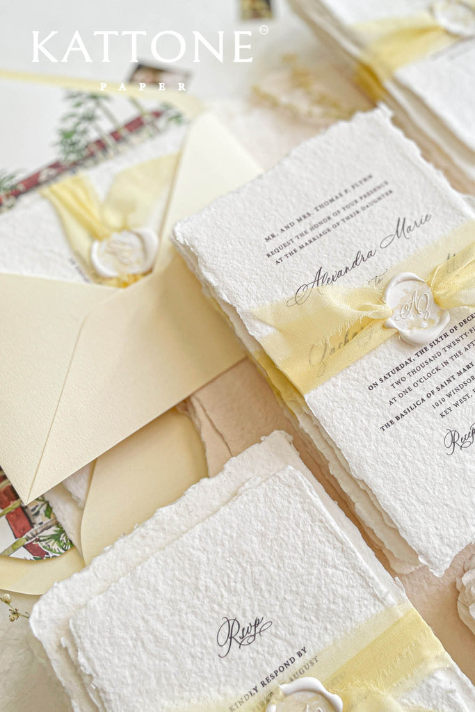 Darcy Handmade Paper Wedding Invitation Sets