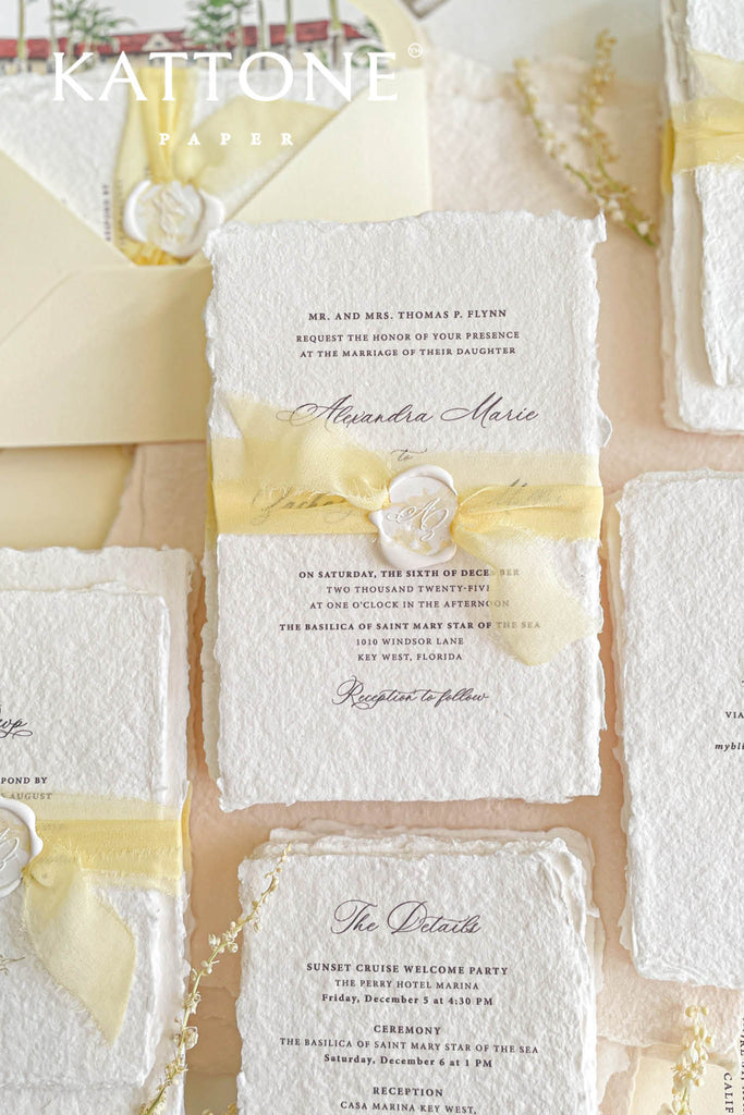Darcy Handmade Paper Wedding Invitation Sets