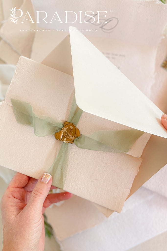 Rosie Trifold Handmade Paper Wedding Invitation Sets