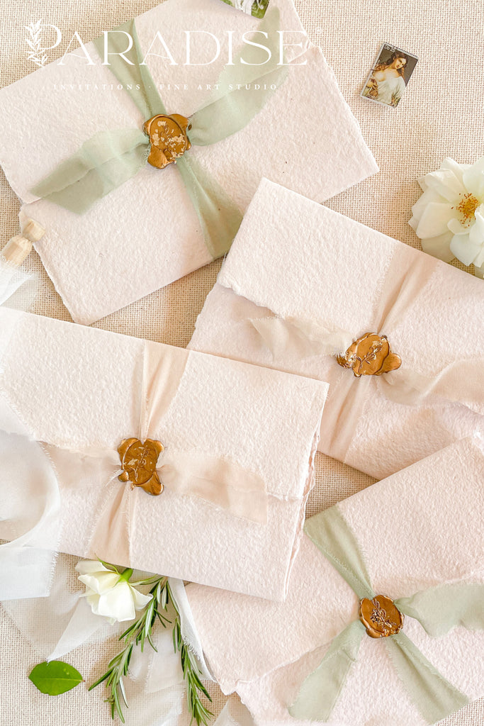 Rosie Trifold Handmade Paper Wedding Invitation Sets