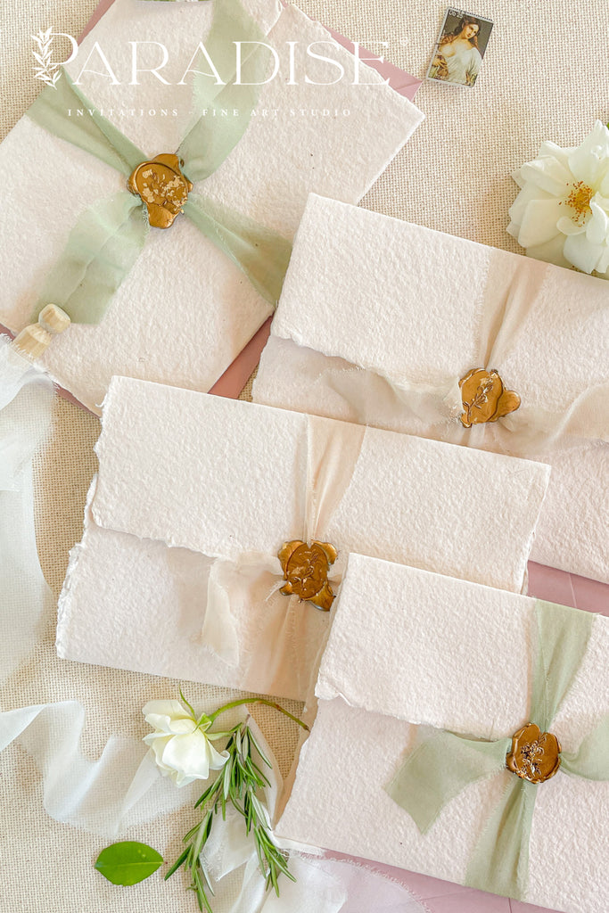 Rosie Trifold Handmade Paper Wedding Invitation Sets