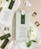 Add a refined botanical touch to your reception with our colored handmade paper wedding menus, crafted from 100% cotton rag paper and finished in a delicate sage green tone. Each menu features hand-torn deckled edges, elegant typography, and a deep green name tag topped with a custom wax seal, creating a luxurious and organic fine-art aesthetic. The soft, nature-inspired color palette perfectly complements garden, vineyard, or outdoor weddings.