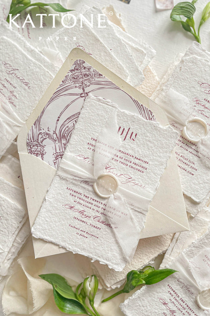 Ellery Handmade Paper Wedding Invitation Suite