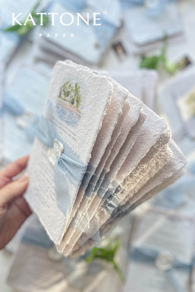 Eudora Colored Handmade Paper Wedding Invitation Suite