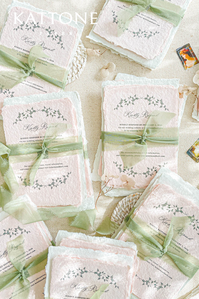 Victoria Handmade Paper Wedding Invitation Suite