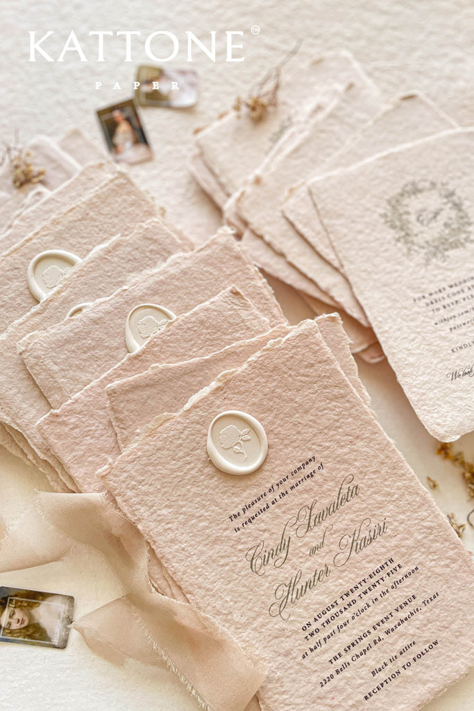 Fable Colored Handmade Paper Wedding Invitations