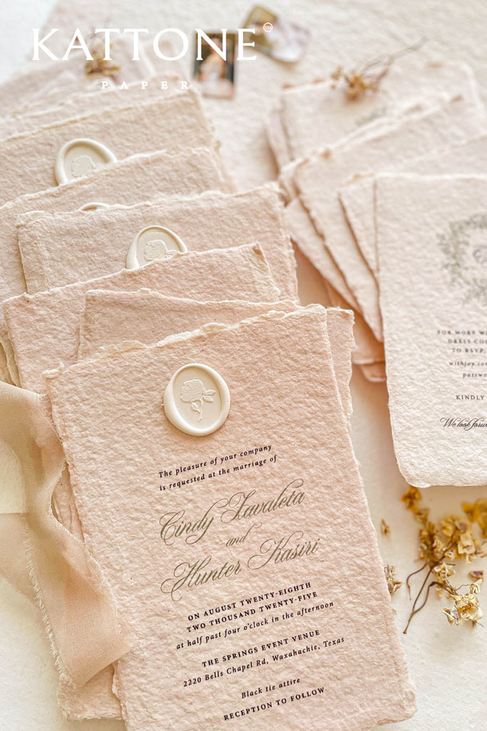 Fable Colored Handmade Paper Wedding Invitations