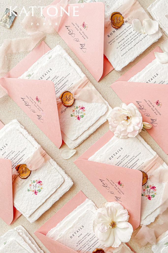 Oriana Handmade Paper and Watercolor Wedding Venue Wedding Invitations