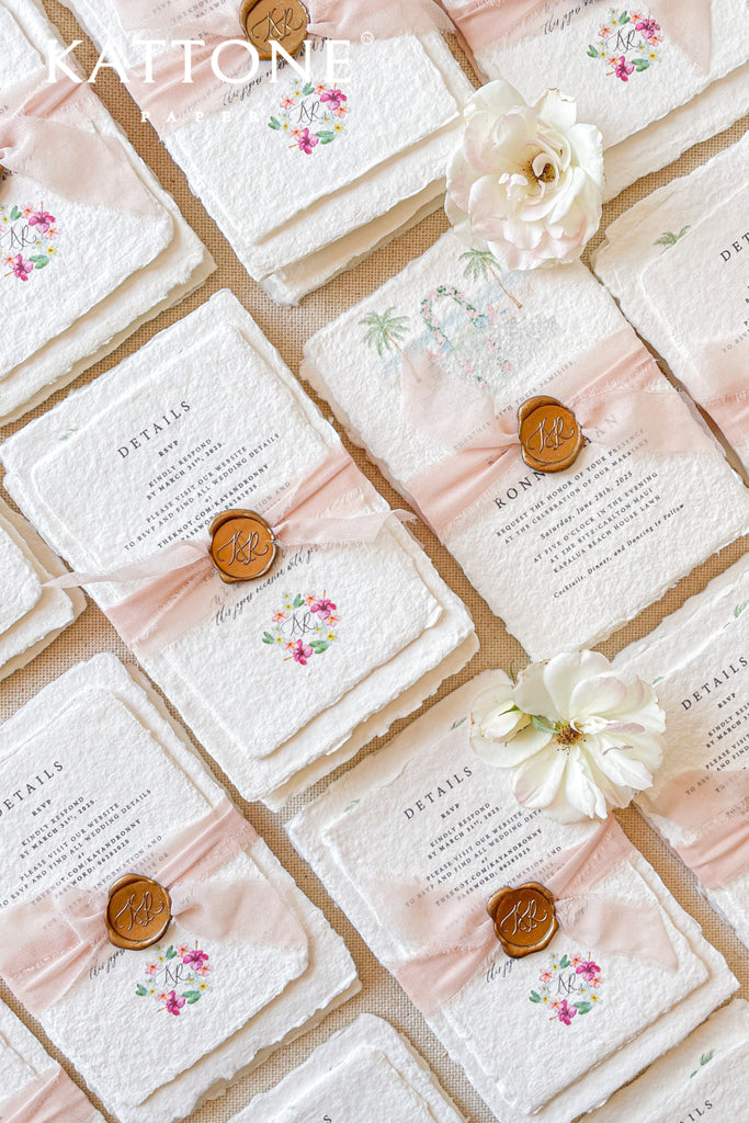 Oriana Handmade Paper and Watercolor Wedding Venue Wedding Invitations
