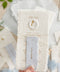 These handmade paper wedding menus are the embodiment of fine art elegance - timeless, refined, and delicately handcrafted. Made from 100% cotton rag paper, each menu showcases naturally deckled edges and a soft, tactile surface that enhances its artisanal charm. The design features gold-printed text, a minimalist layout, and a custom wax seal with gold leaf detailing, paired with a personalized name tag for each guest - seamlessly combining beauty and function.