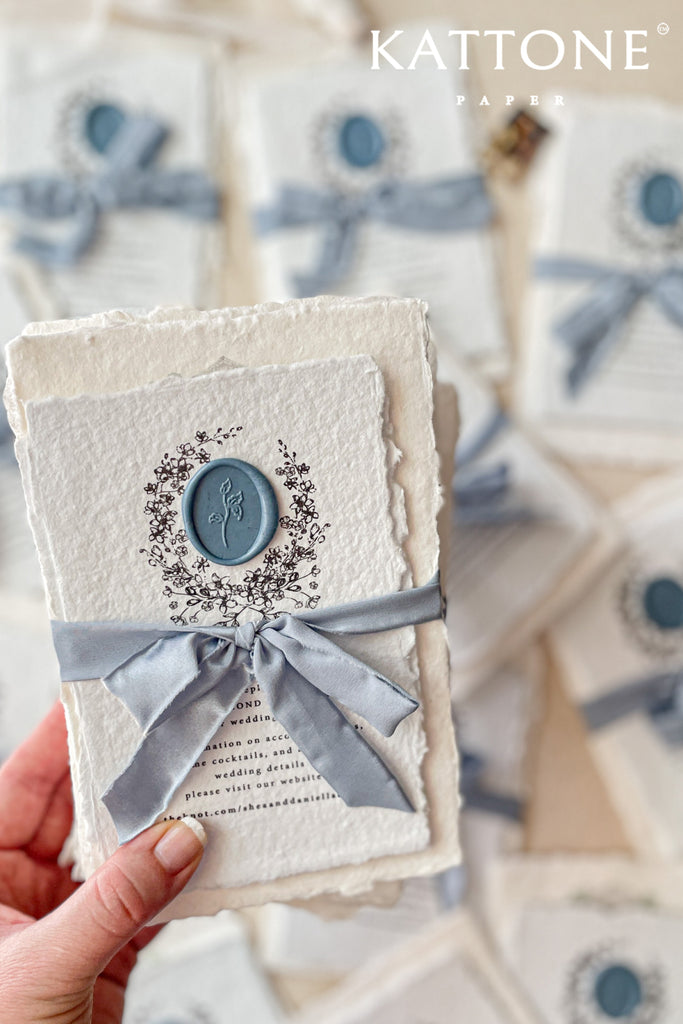 Pearla Handmade Paper and Watercolor Wedding Venue Wedding Invitations