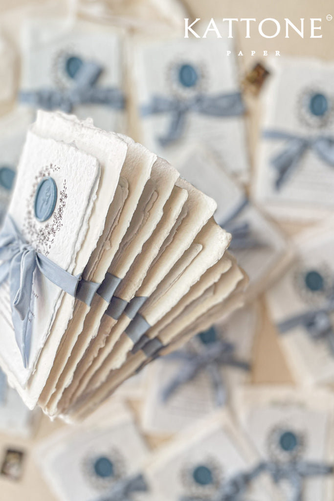 Pearla Handmade Paper and Watercolor Wedding Venue Wedding Invitations