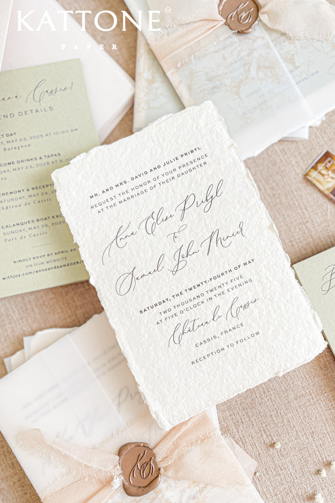 Kaeli Handmade Paper Wedding Invitation Suite