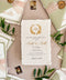 Luxury handmade paper wedding invitation with deckled edges and elegant gold typography on textured cotton paper