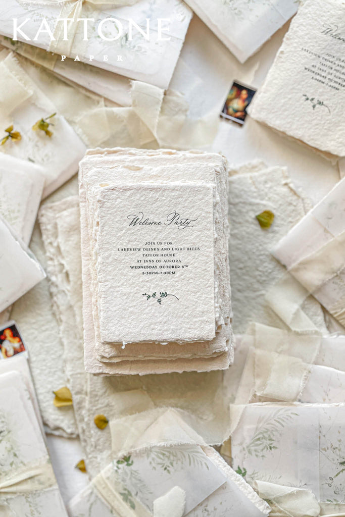 Peony Handmade Paper Wedding Invitation Suite