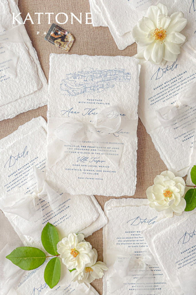 Priscilla Handmade Paper Wedding Invitation Suite