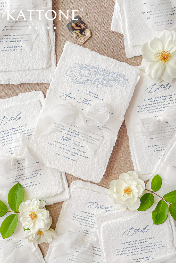 Priscilla Handmade Paper Wedding Invitation Suite