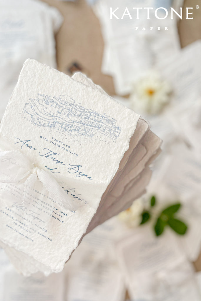Priscilla Handmade Paper Wedding Invitation Suite