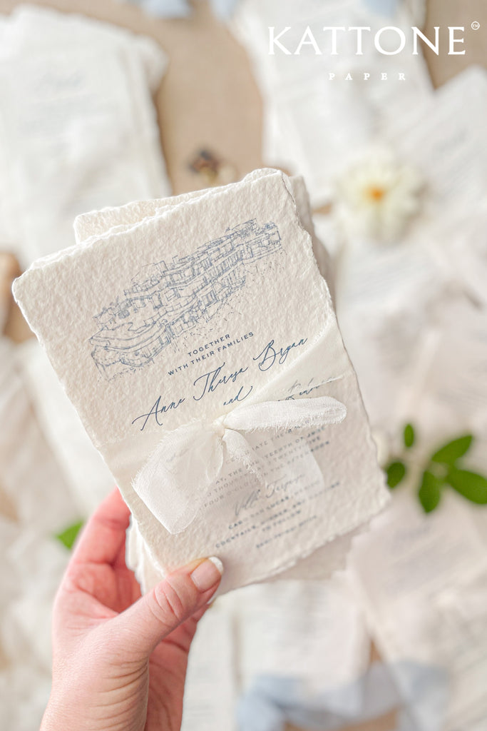 Priscilla Handmade Paper Wedding Invitation Suite
