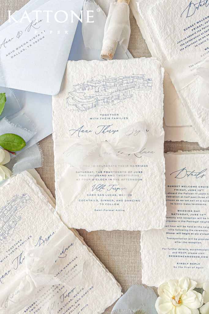 Priscilla Handmade Paper Wedding Invitation Suite